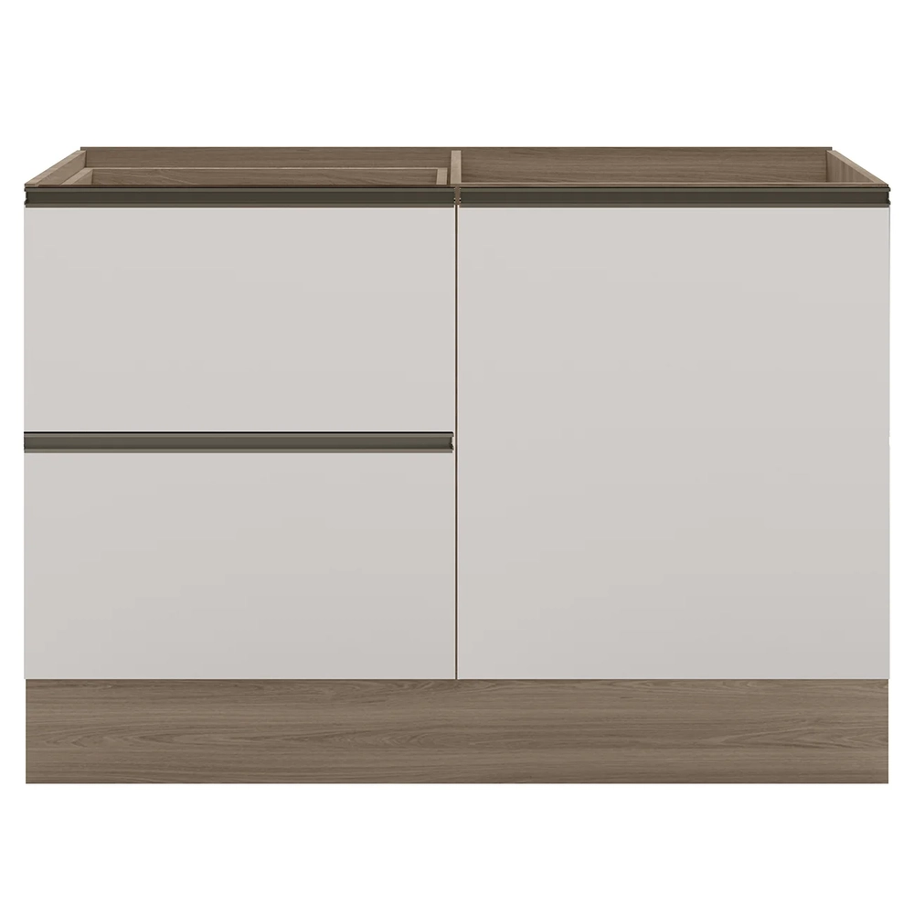 Balcão de Cozinha Para Pia 120cm Grace Carvalho Oak/Off White Z44 - Mpozenato