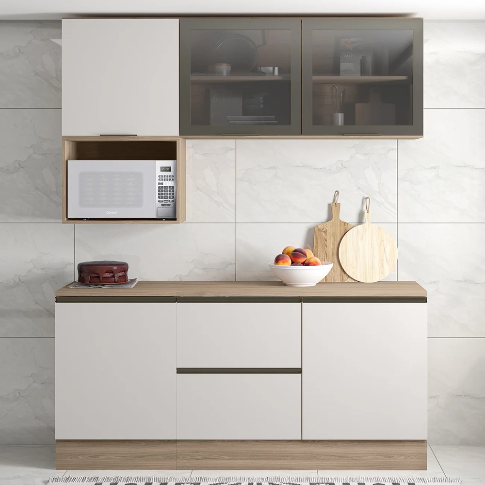 Armário de Cozinha CP01 e Tampo Grace Carvalho Oak/Off White Z44 - Mpozenato