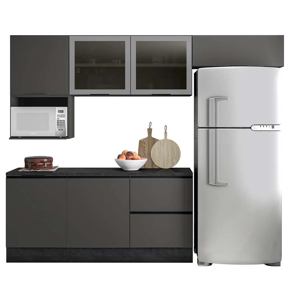 Armário de Cozinha CP02 e Tampo Grace Grafite Z44           - Mpozenato