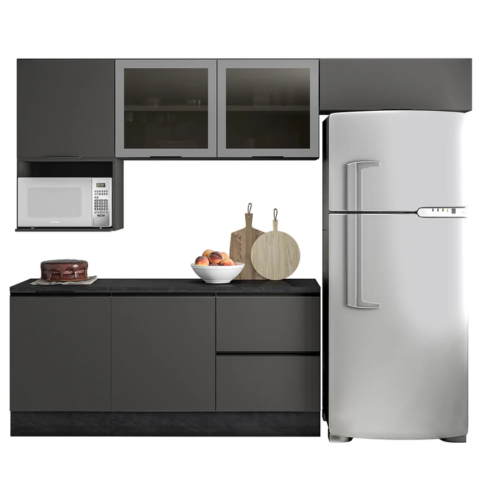 Armário de Cozinha CP02 e Tampo Grace Grafite Z44           - Mpozenato