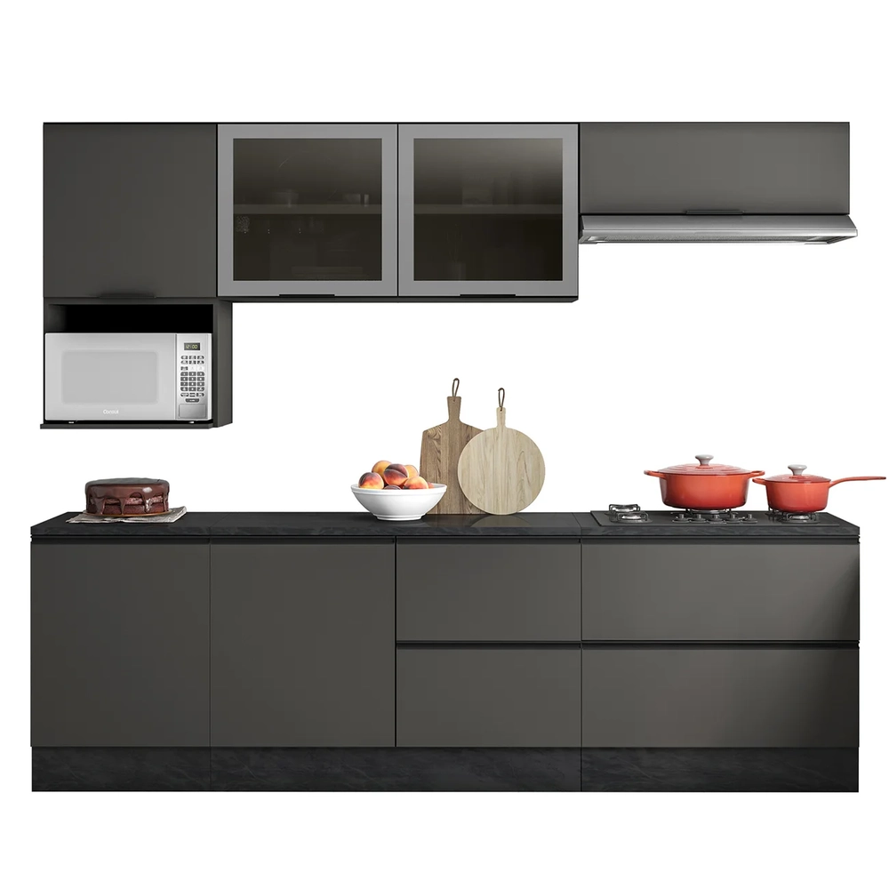Armário de Cozinha CP03 e Tampo Grace Grafite Z44           - Mpozenato