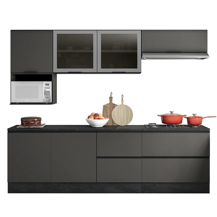 Armário de Cozinha CP03 e Tampo Grace Grafite Z44           - Mpozenato