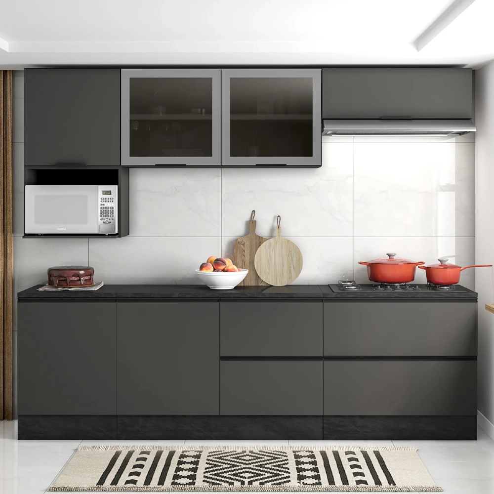 Armário de Cozinha CP03 e Tampo Grace Grafite Z44           - Mpozenato