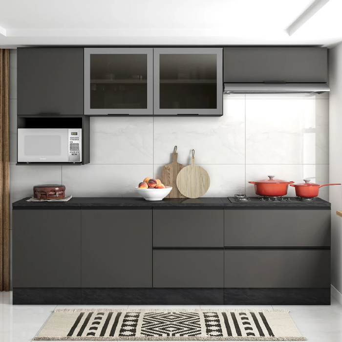 Armário de Cozinha CP03 e Tampo Grace Grafite Z44           - Mpozenato