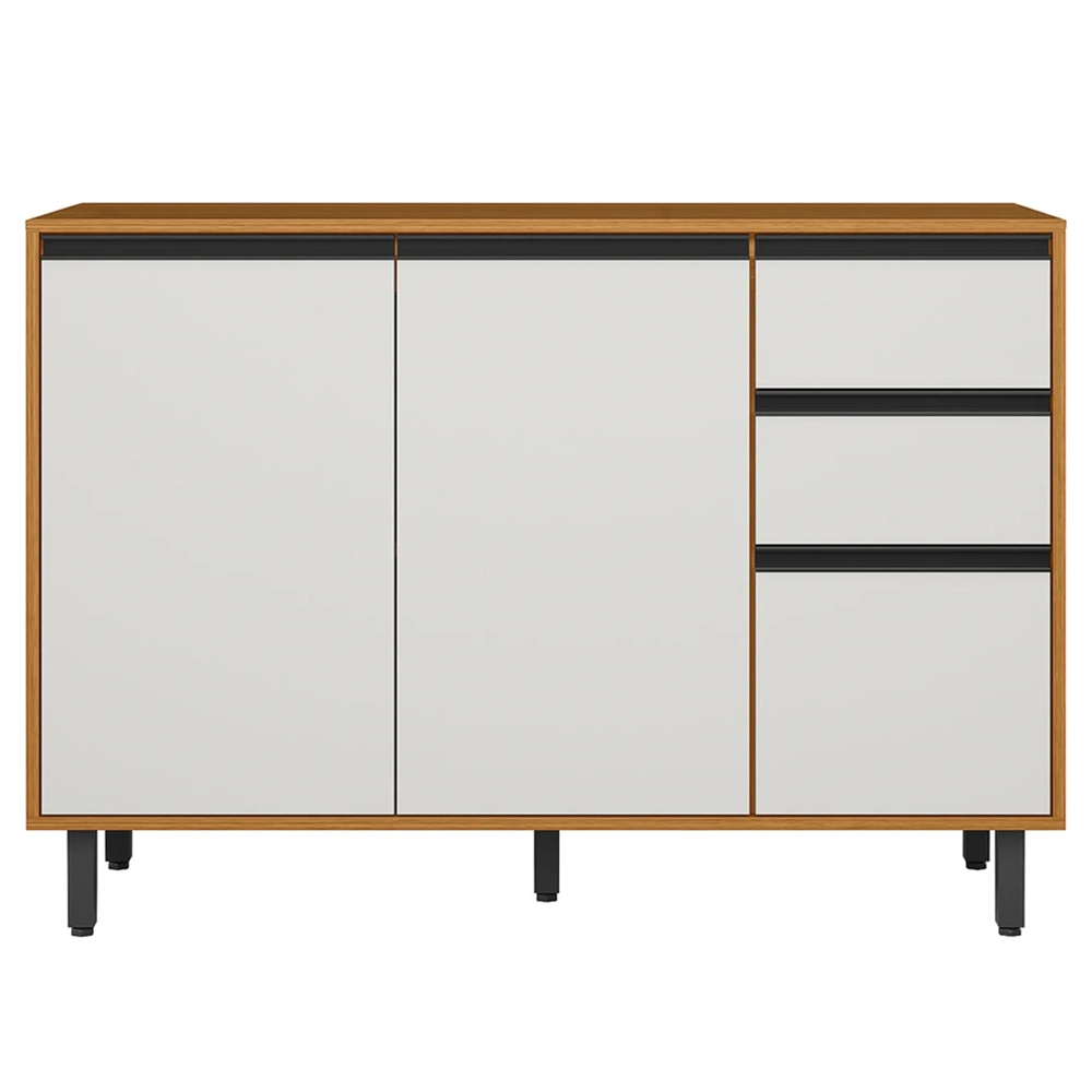 Balcão de Cozinha e Tampo 120cm Nala Freijó UV/Off Acetinado Z44 - Mpozenato