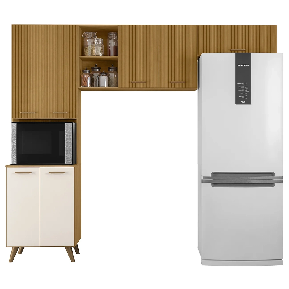 Armário de Cozinha Amélia Freijó UV/Ripado/Off Acetinado Z44 - Mpozenato