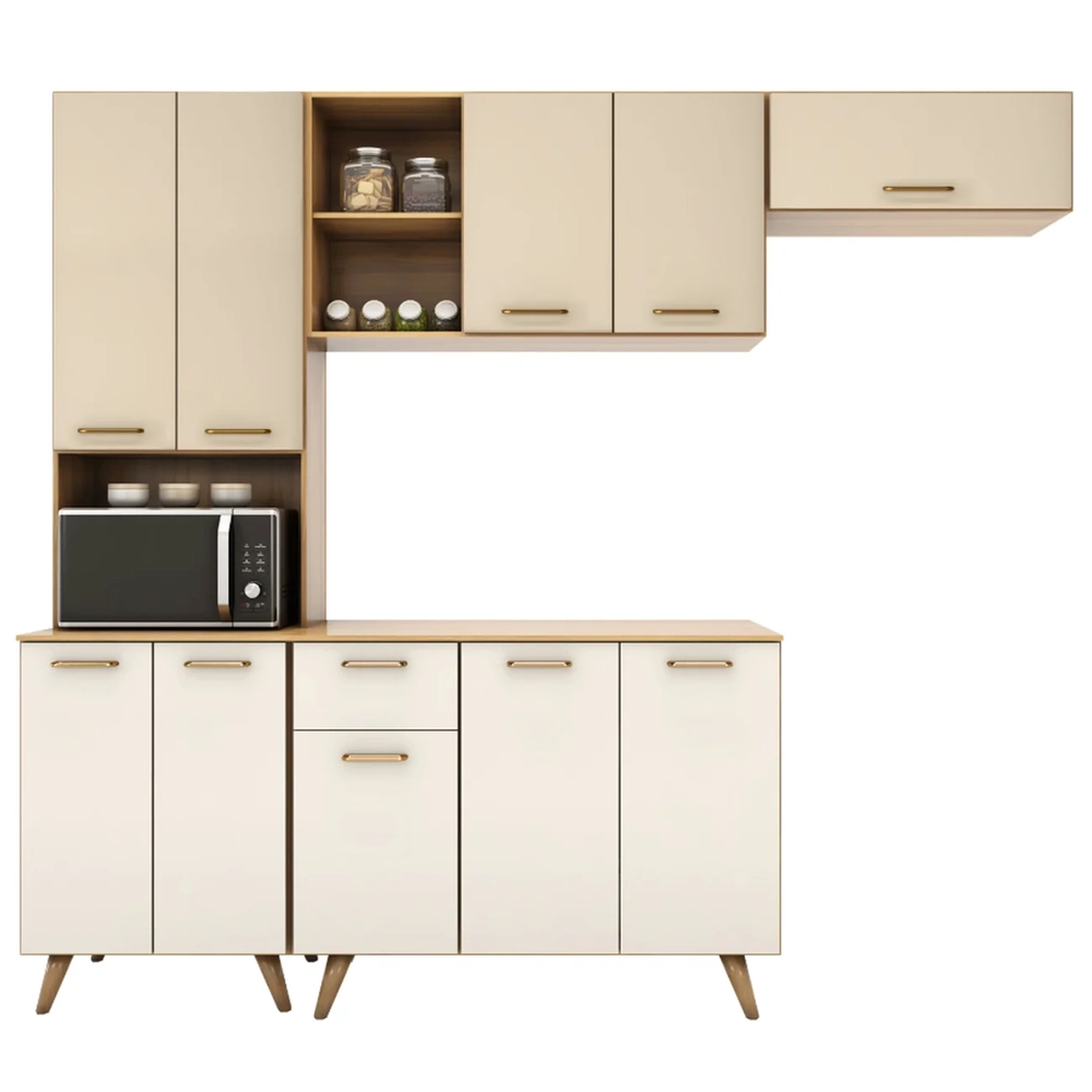 Cozinha Compacta Amélia Freijó UV/Off Acetinado Z44         - Mpozenato