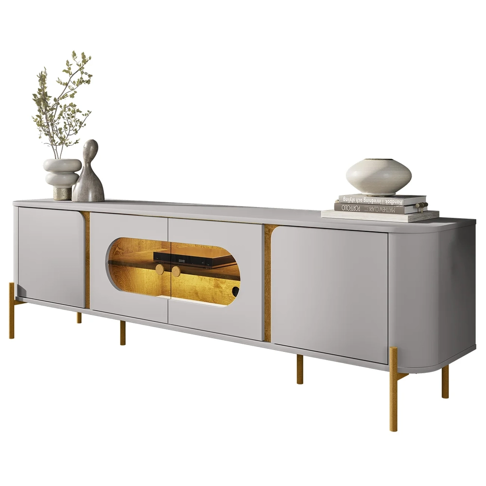 Rack Bancada Para TV 75 Pol 180cm Ricky Off/Naturalle B02   - Mpozenato