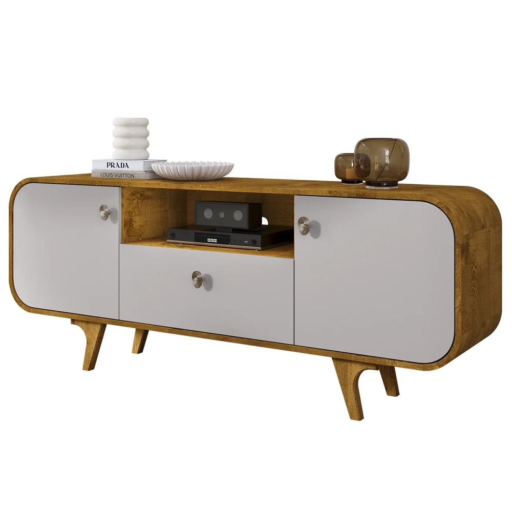 Rack Bancada Para TV 55 Pol 156cm Demi Naturalle/Off B02    - Mpozenato