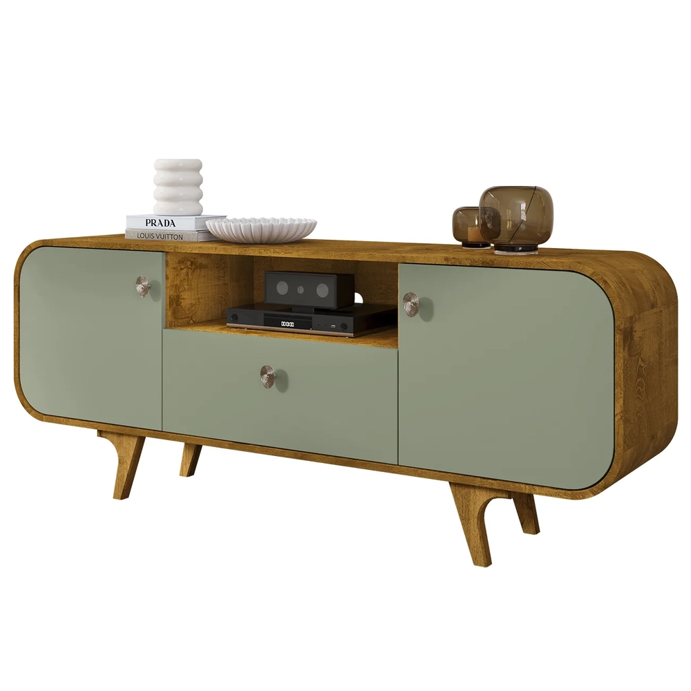 Rack Bancada Para TV 55 Pol 156cm Demi Naturalle/Pistache B02 - Mpozenato