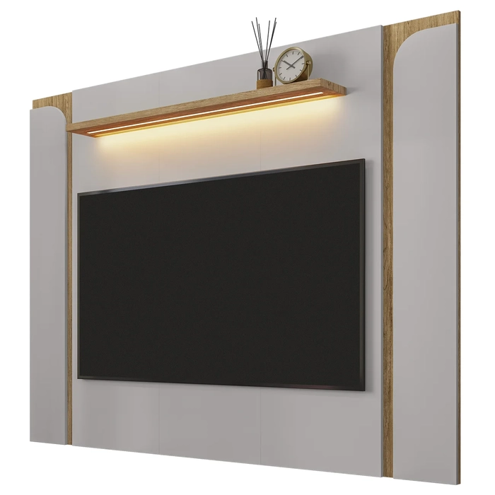 Painel Para TV Suspenso 75 Pol 180cm Marina Off/Cinamomo B02 - Mpozenato