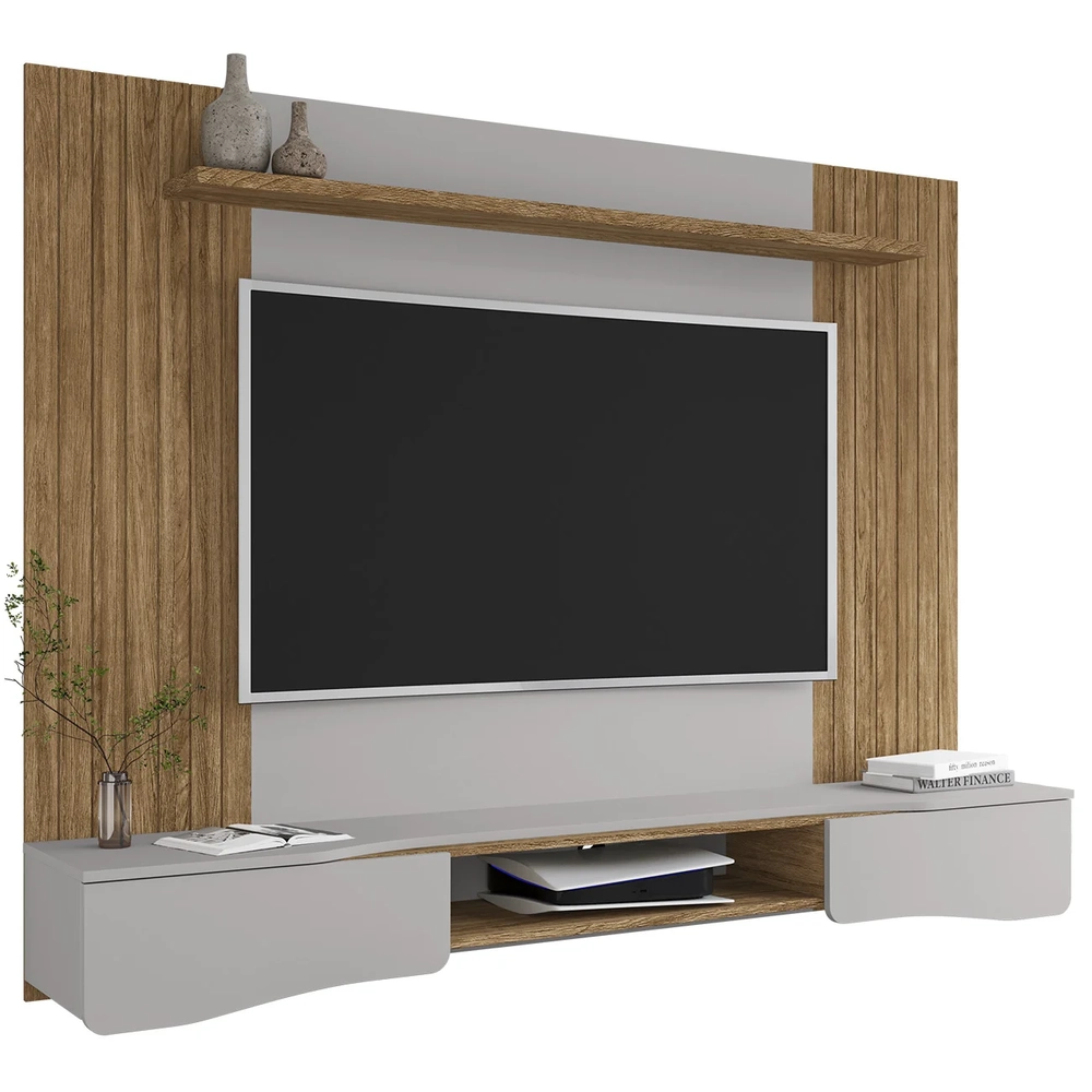 Painel TV 65 Pol e Bancada Suspensa 177cm Ivai Cinamomo/Off B02 - Mpozenato