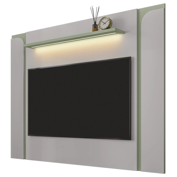 Painel Para TV Suspenso 75 Pol 180cm Marina Off/Pistache B02 - Mpozenato