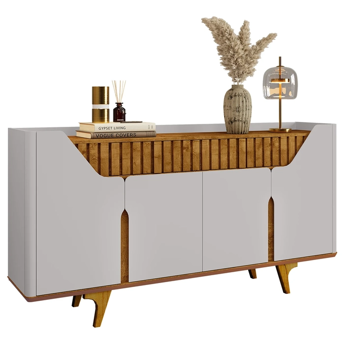 Buffet Aparador Sala de Estar 180cm Zayn Off/Naturalle B02  - Mpozenato