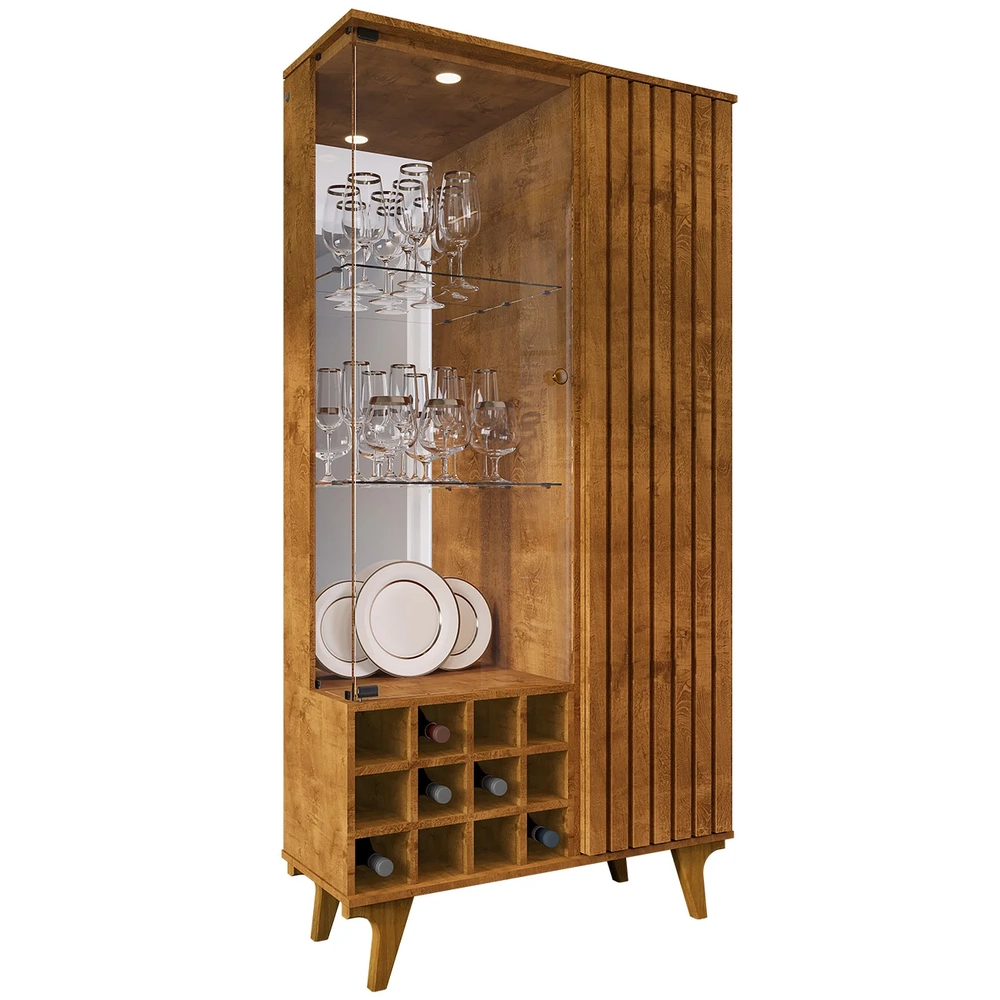 Cristaleira Porta de Vidro Com Adega 91cm Lauana Naturalle B02 - Mpozenato