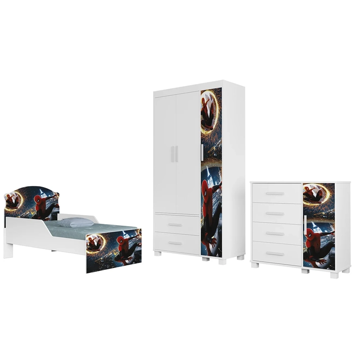 Quarto Infantil 3 Peças Com Mini Cama Herói Aranha Z53      - Mpozenato