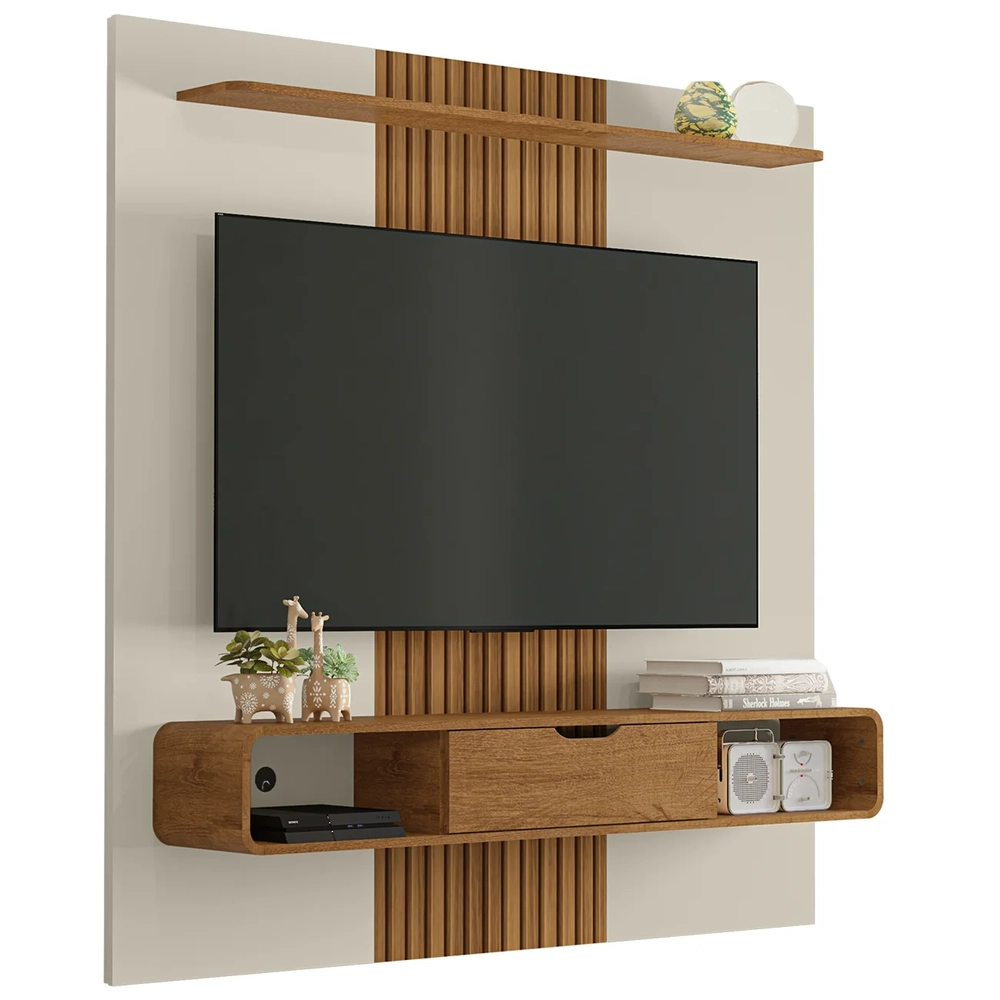 Painel TV 65 Pol Bancada Suspensa 158cm Lisboa Off/Naturalle - Bechara