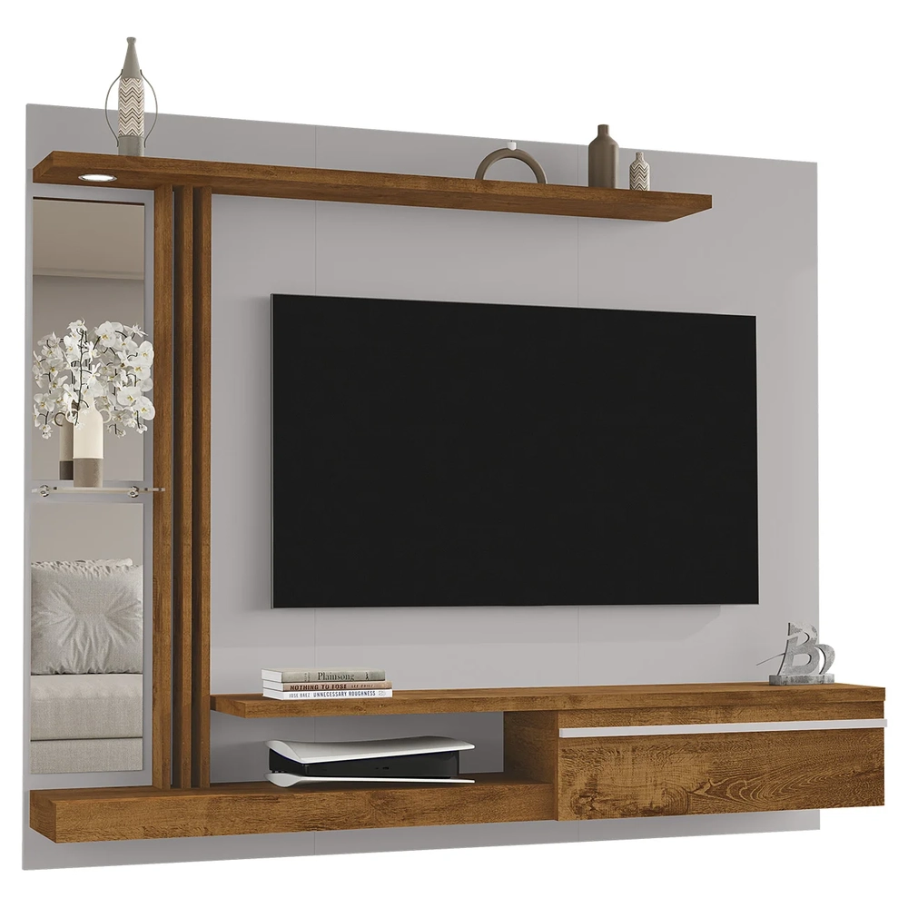 Painel TV 55 Pol Bancada Suspensa 160cm Denver Off/Naturalle - Bechara