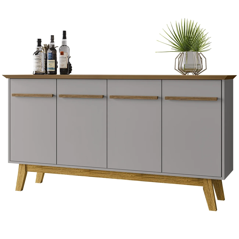 Buffet Aparador Sala de Estar 160cm 4 Portas Opala Cinamomo/Off - Bechara