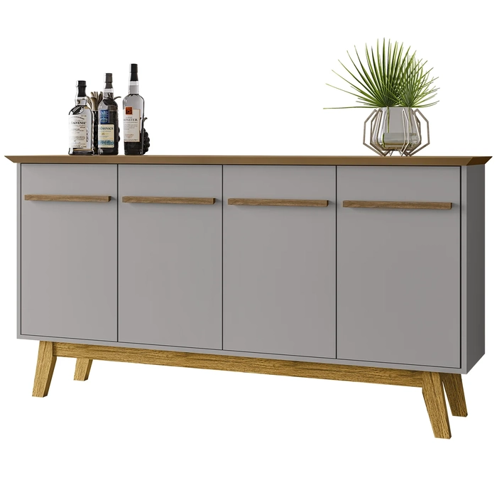 Buffet Aparador Sala de Estar 160cm 4 Portas Opala Cinamomo/Off - Bechara