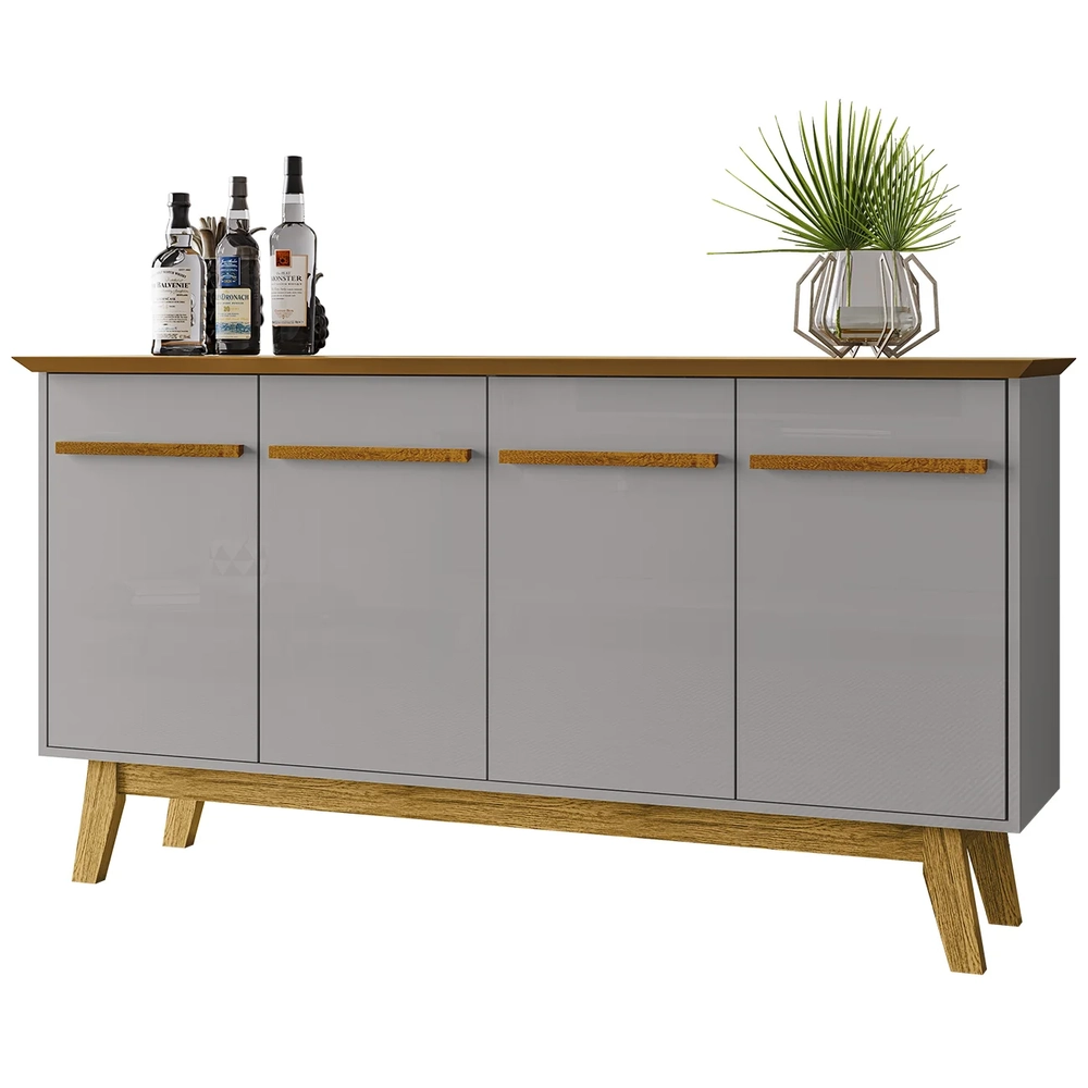Buffet Aparador Sala de Estar 160cm 4 Portas Opala Naturalle/Off - Bechara