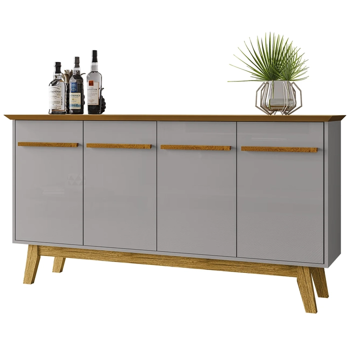 Buffet Aparador Sala de Estar 160cm 4 Portas Opala Naturalle/Off - Bechara