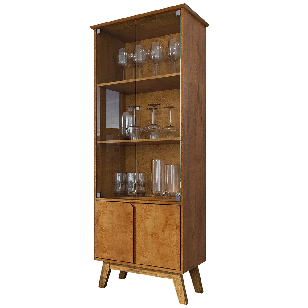 Cristaleira Porta de Vidro 70cm Pés Retrô Madri Naturalle   - Bechara