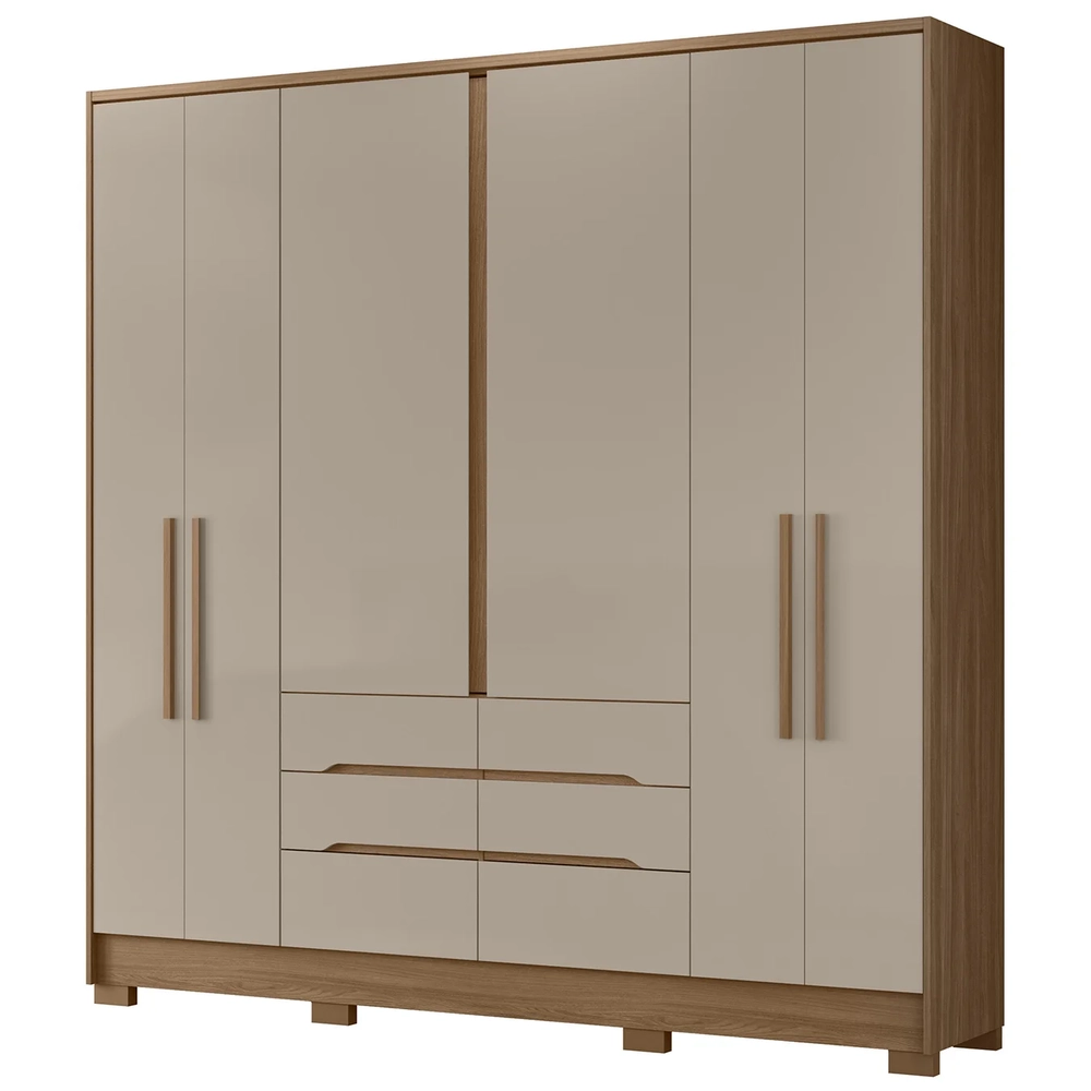 Guarda Roupa Casal 216cm 6 Portas Alabama Carvalho/Fendi Z17 - Mpozenato