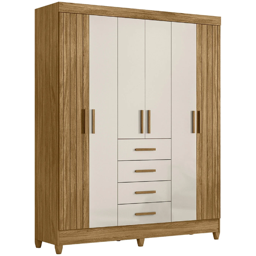 Guarda Roupa Casal 165cm 6 Portas Khani Freijó/Off Z17       - Mpozenato