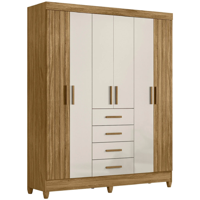 Guarda Roupa Casal 165cm 6 Portas Khani Freijó/Off Z17       - Mpozenato