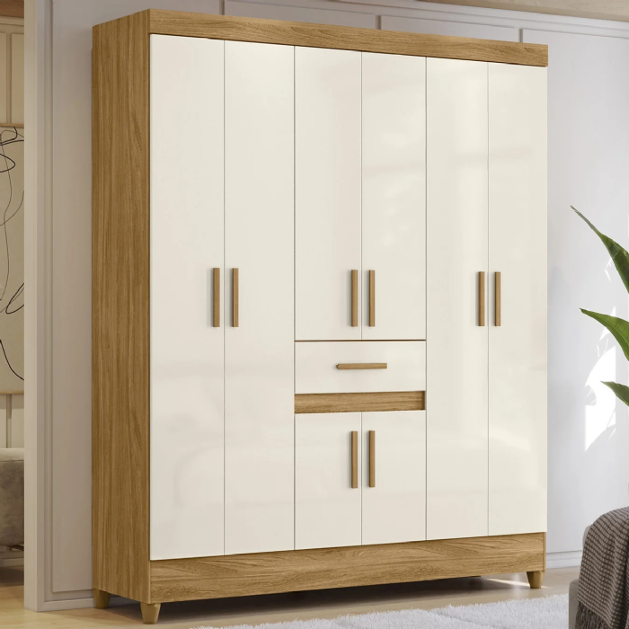 Guarda Roupa Casal 165cm 8 Portas Parla Freijó/Off Z17       - Mpozenato