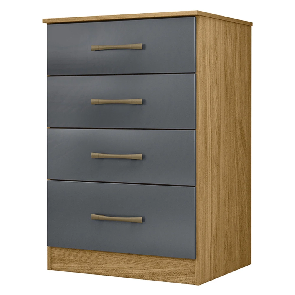 Cômoda Para Quarto 61cm Com 4 Gavetas Miriad Freijó/Cinza Z17 - Mpozenato