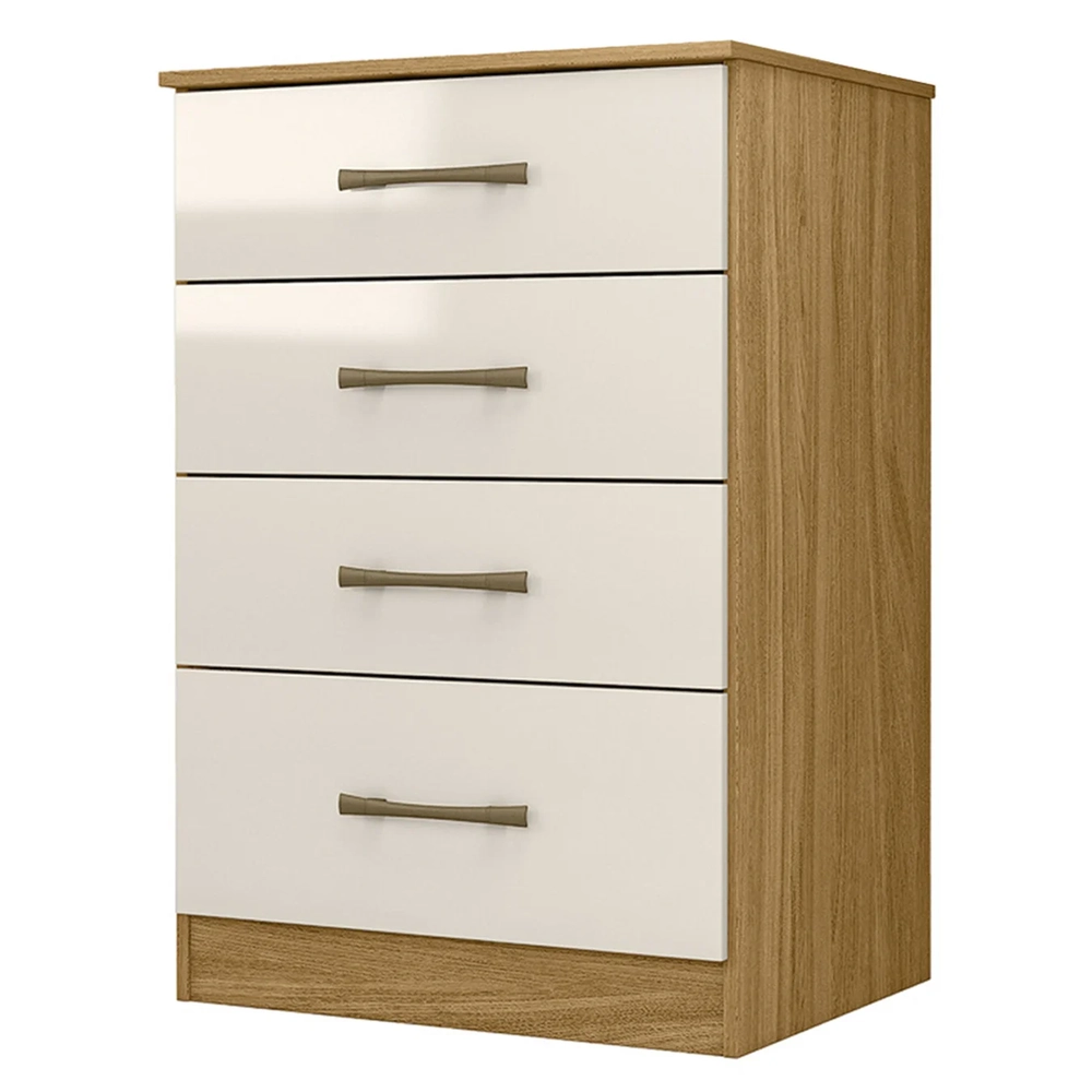 Cômoda Para Quarto 61cm Com 4 Gavetas Miriad Freijó/Off Z17  - Mpozenato