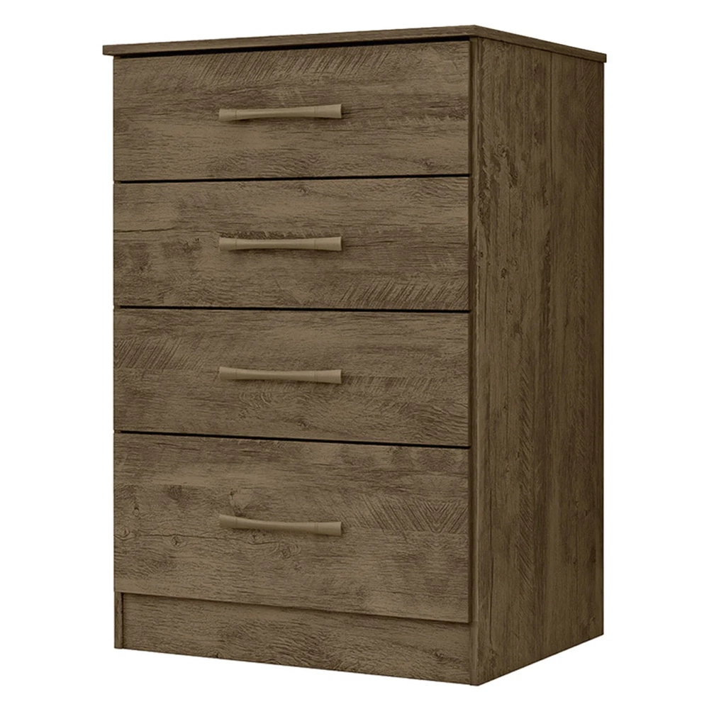 Cômoda Para Quarto 61cm Com 4 Gavetas Miriad Castanho Wood Z17 - Mpozenato