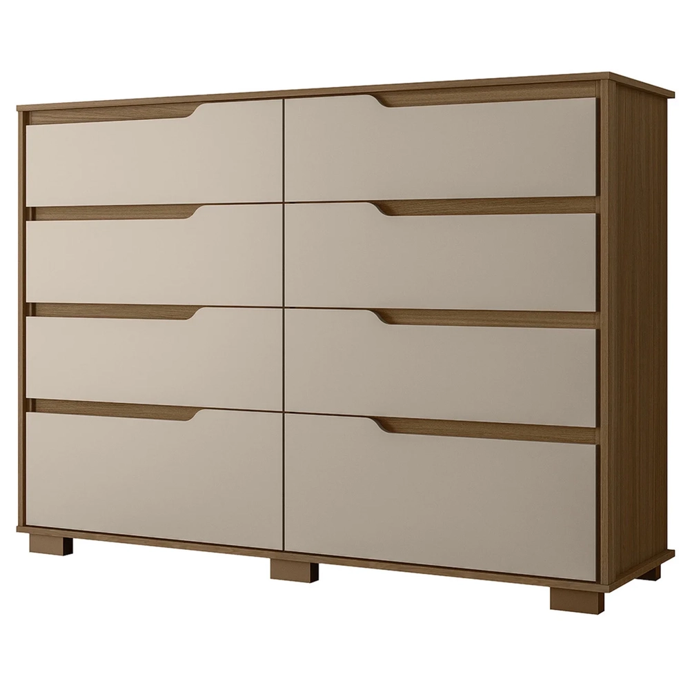 Cômoda Para Quarto 147cm Com 8 Gavetas Parma Carvalho/Fendi Z17 - Mpozenato