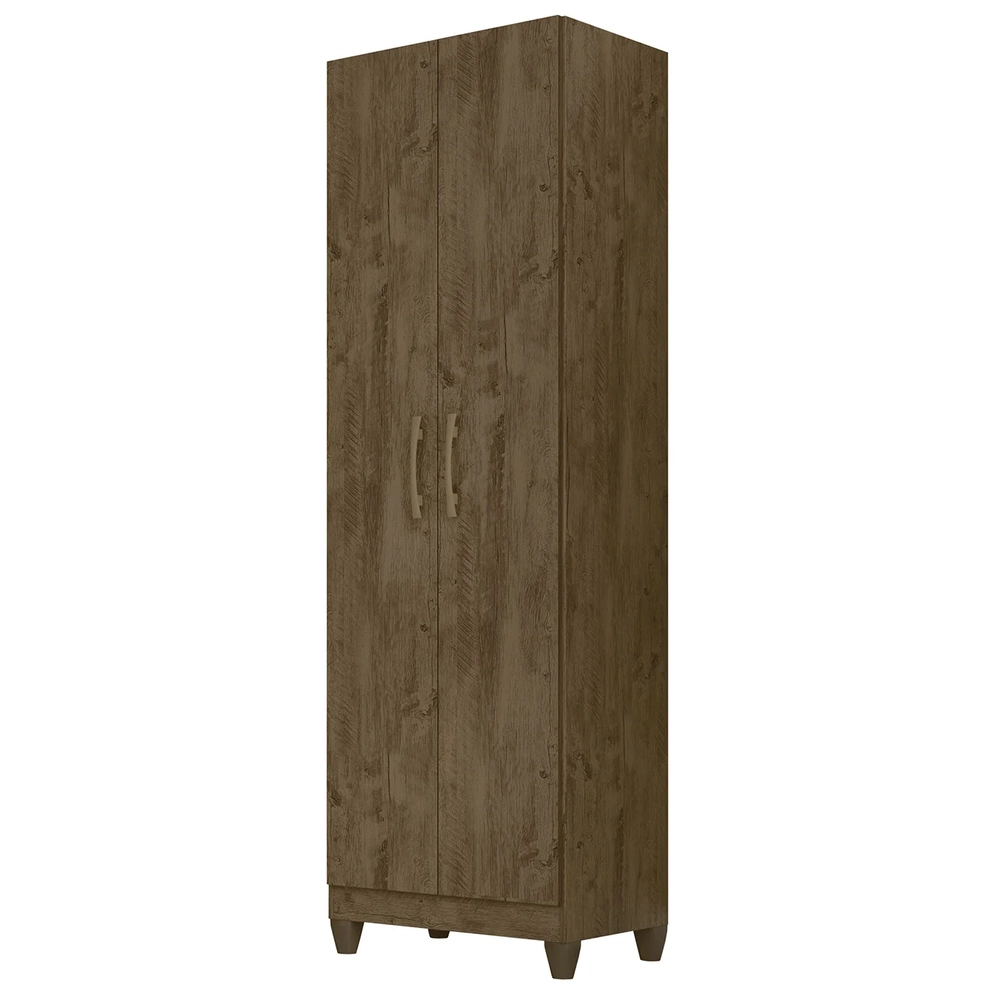 Armário Multiuso Lavanderia 55cm 2 Portas Staxx Castanho Wood Z17 - Mpozenato