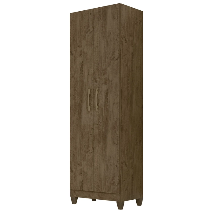 Armário Multiuso Lavanderia 55cm 2 Portas Staxx Castanho Wood Z17 - Mpozenato