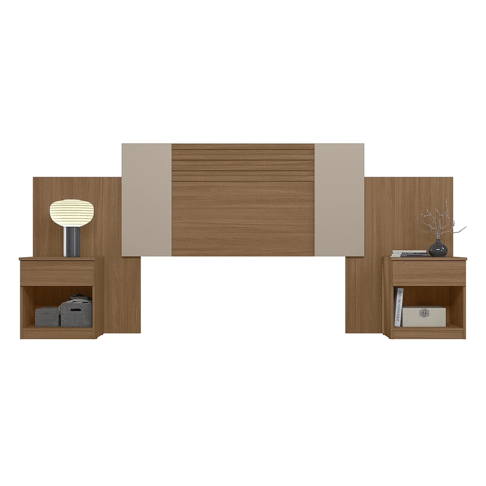 Cabeceira Casal Extensível e Mesas Cany Carvalho/Fendi Z17   - Mpozenato