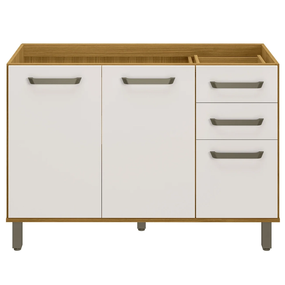 Balcão de Cozinha Para Pia 120cm Rita Freijó/Off Acetinado Z44 - Mpozenato