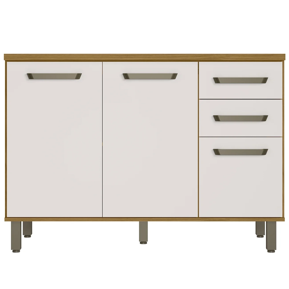 Balcão de Cozinha e Tampo 120cm Rita Freijó/Off Acetinado Z44 - Mpozenato