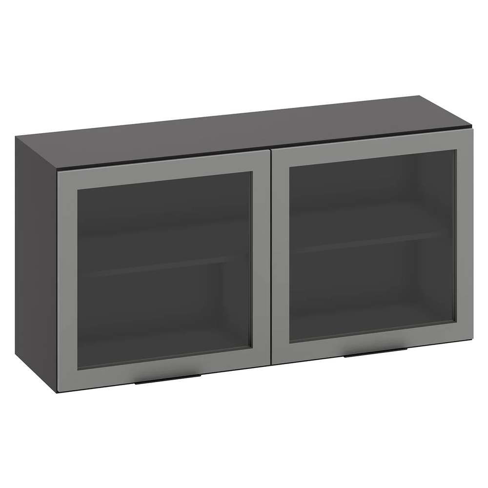 Armário Aéreo 120cm 2 Portas de Vidro Grace Grafite Z44     - Mpozenato