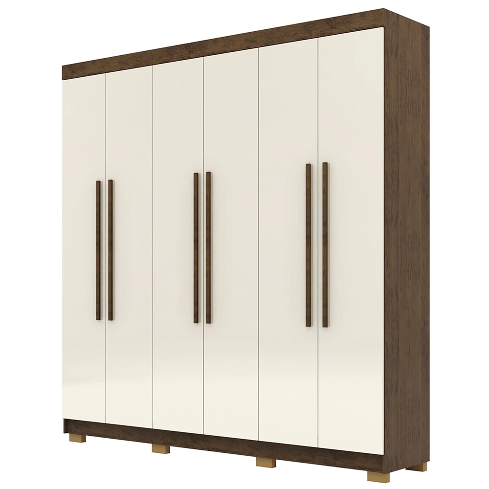 Guarda Roupa Casal 218cm 6 Portas Elegance Imbuia/Champanhe - Vila Rica
