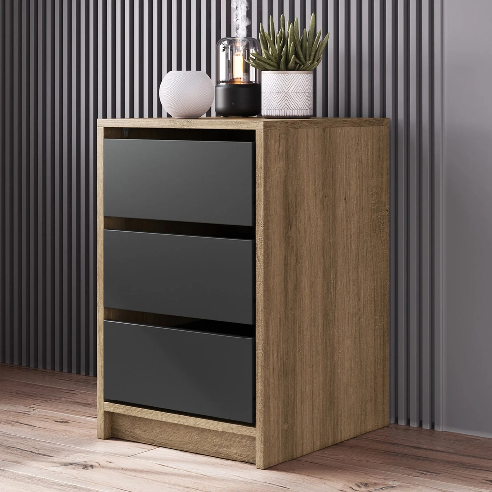 Gaveteiro Escritório Com 3 Gavetas Mirela Grafite/Mel Z54   - Mpozenato