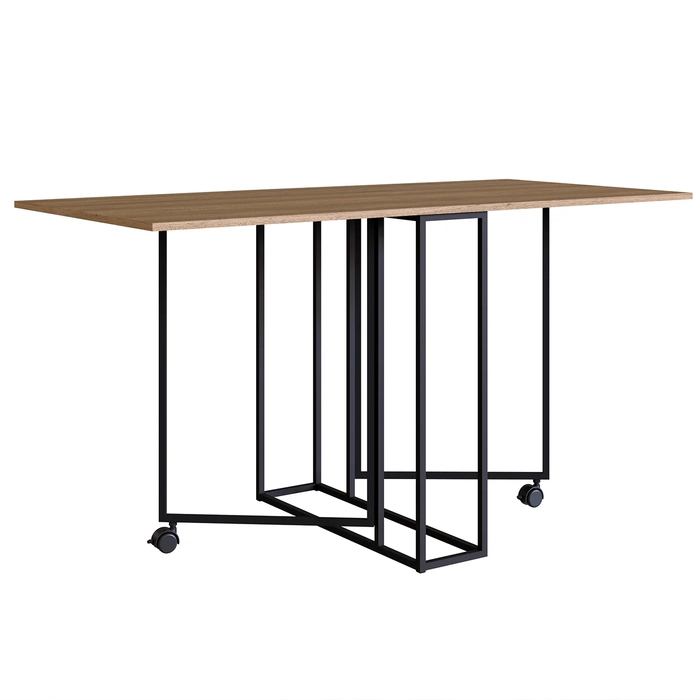 Mesa Industrial Para Cozinha 142cm Dobrável Naomi Preto Z54 - Mpozenato