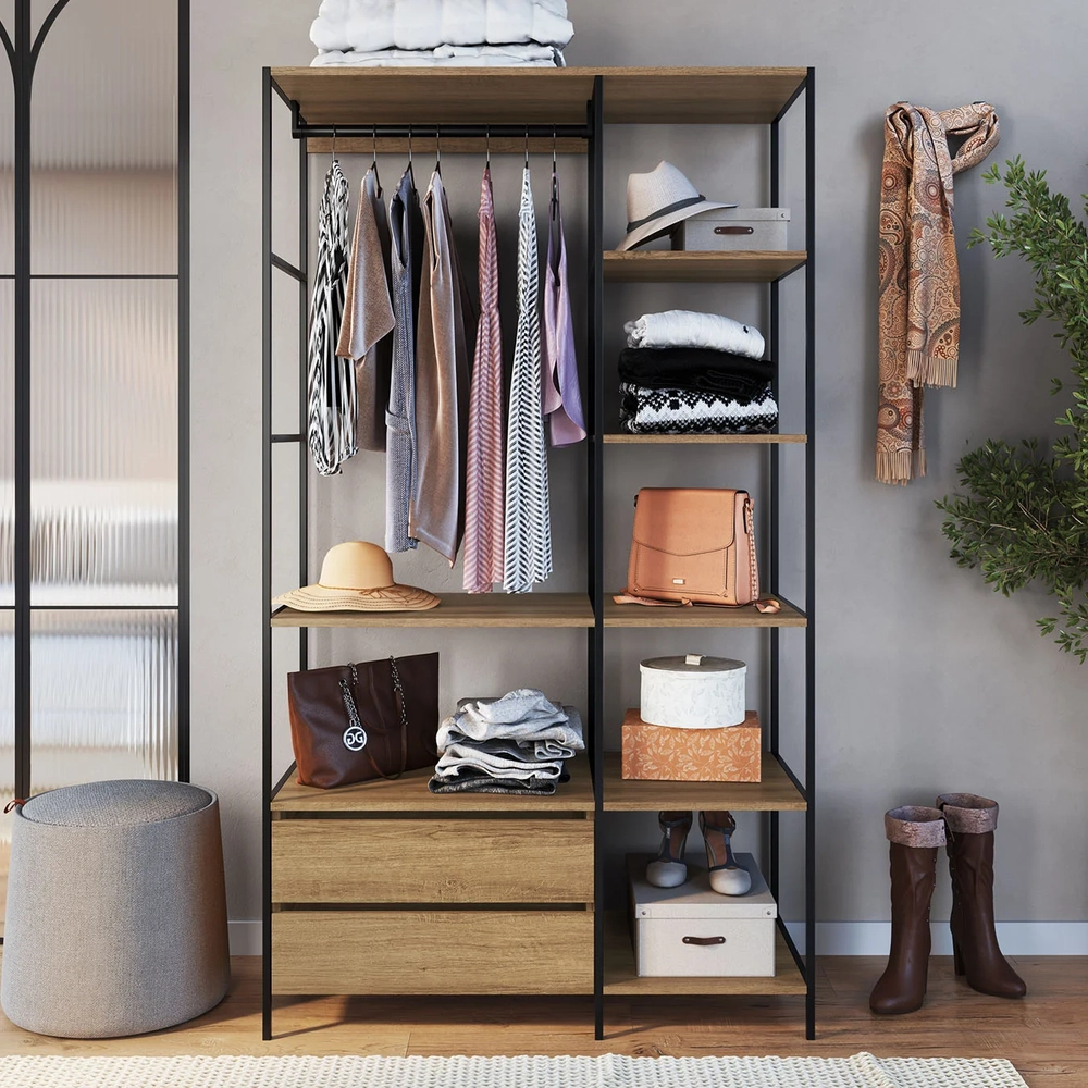 Guarda Roupa Closet Industrial 100cm 2 Gavetas Seven Mel Z54 - Mpozenato