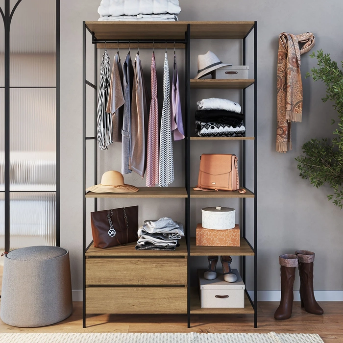 Guarda Roupa Closet Industrial 100cm 2 Gavetas Seven Mel Z54 - Mpozenato