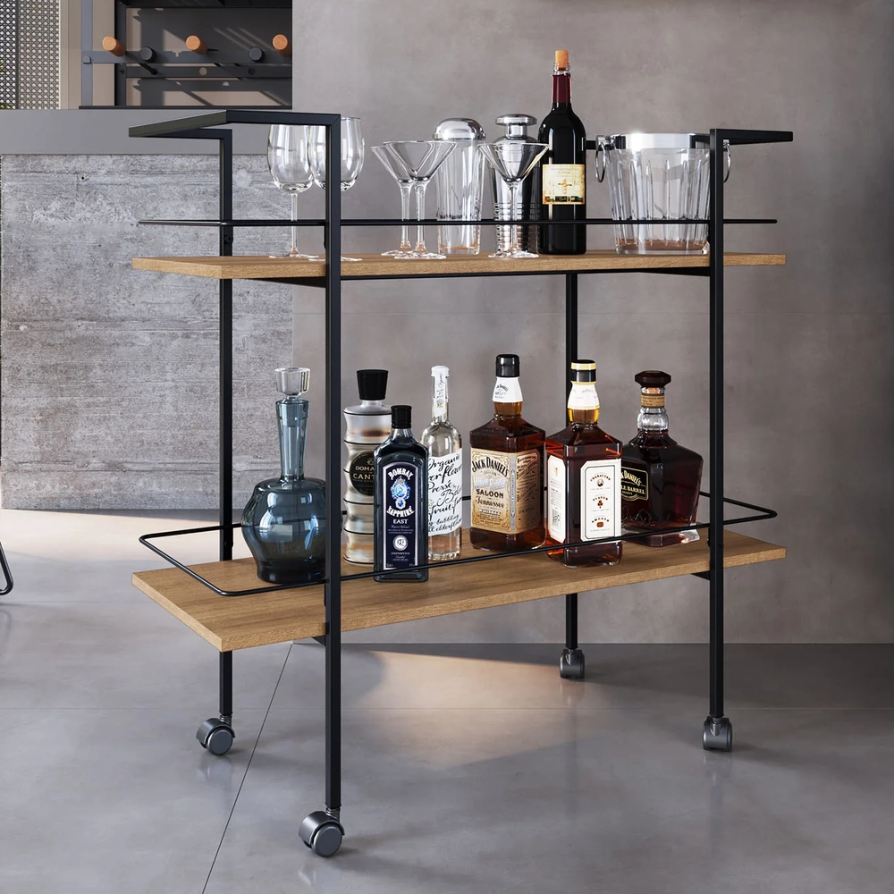 Carrinho Bar Industrial 2 Prateleiras 90cm Artho Mel Z54 - Mpozenato