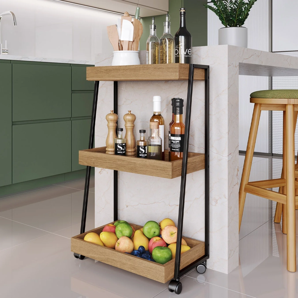 Carrinho Organizador Fruteira Industrial Multiuso Lino Mel Z54 - Mpozenato