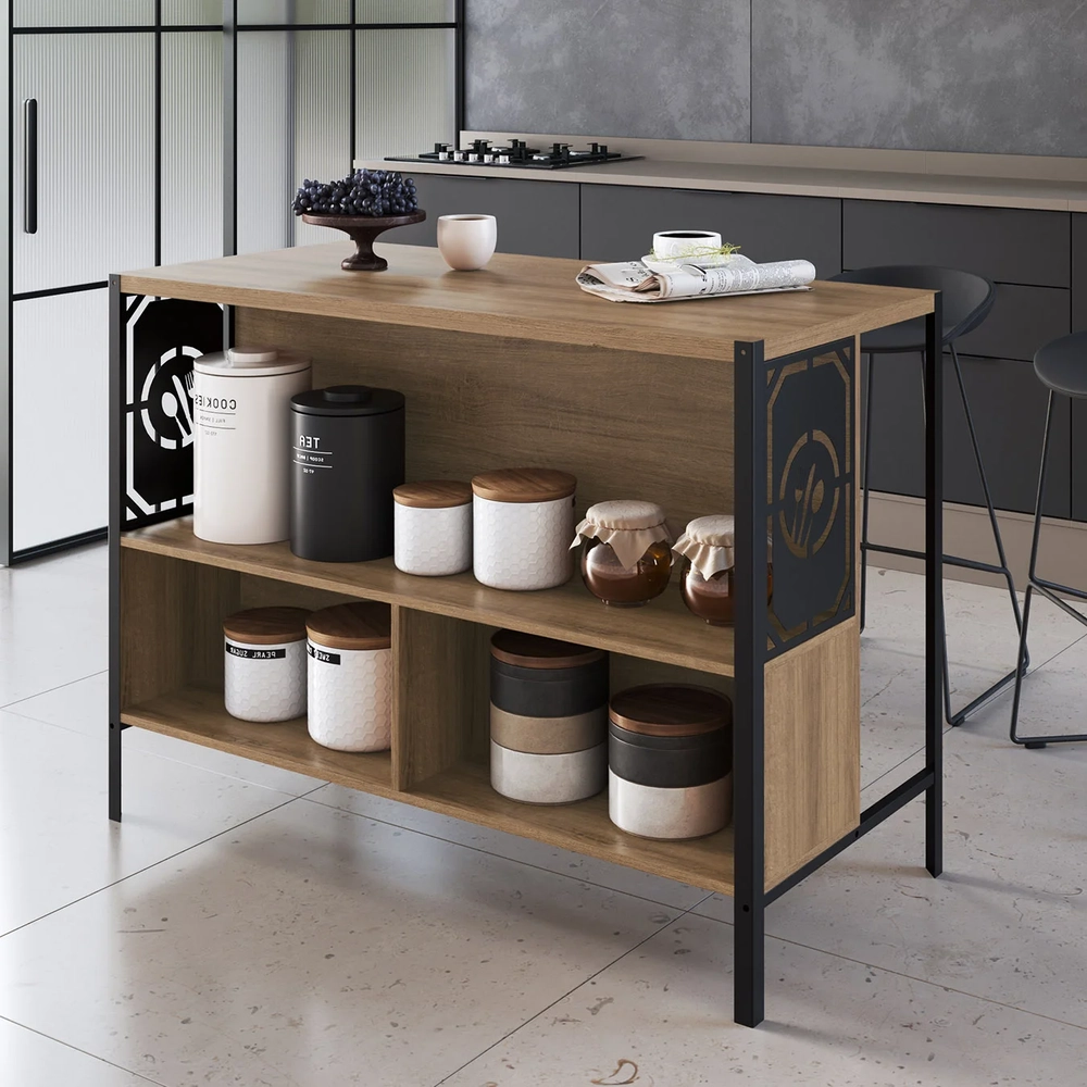 Mesa Bancada Gourmet Ilha Industrial Glenda Mel Z54 - Mpozenato