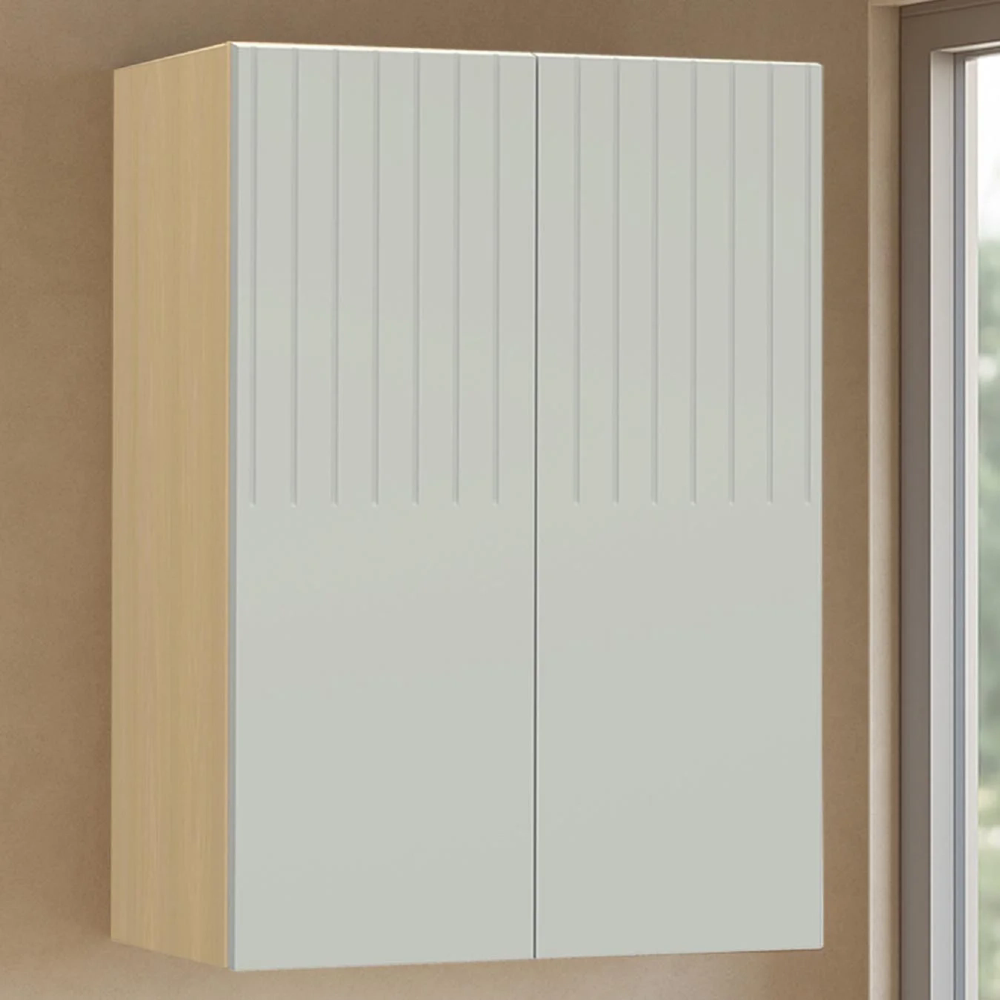 Armário de Cozinha 60cm 2 Portas Pierre Carvalho/Cinza L01 - Mpozenato